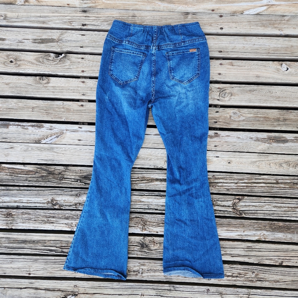 Rock & Roll Denim Bargain Bell Bottom Pull On Flare Jeans 32X36 Stretch Western - Picture 5 of 7